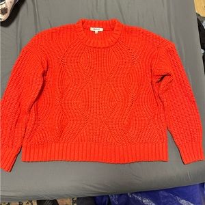 Madewell red cable knit sweater, size M